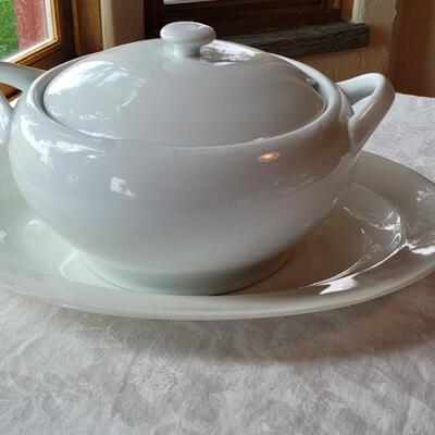 Lot 296: White Soup Tureen and Johnson Brothers Platter