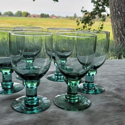 Lot 308: Green Glass Goblets (6)