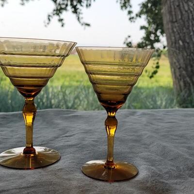 Lot 309: (2) Yellow/Orange Glasses 