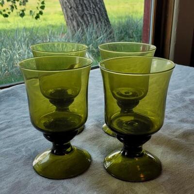 Lot 310: Green Glass Goblets (4)