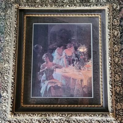 Lot 316: Antique Wood Gold Gilt Frame  with a Vintage Print 