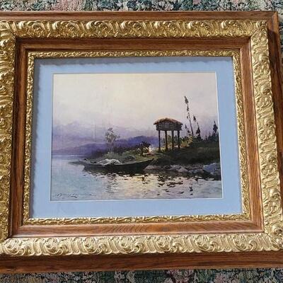 Lot 317: Antique Wood Gold Gilt Frame with Vintage Print