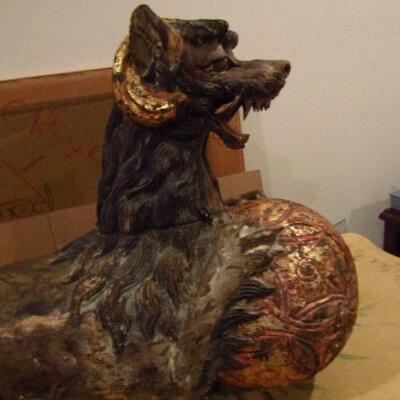 Amazing Hand Carved Wooden Dragon Dog- Please See All Pictures