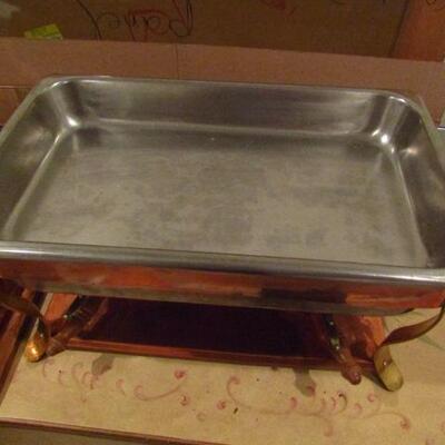 Bazar Francais Chafing Dish with 3 Stainless Insert Pans- Approx 21