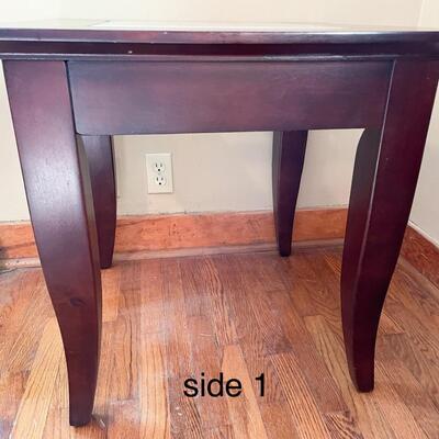 WOOD & GLASS SQUARE SIDE TABLE #1