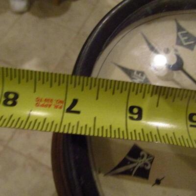 Compass on Well-Crafted Wooden Spool Shaped Pedestal