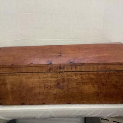 D - 173. Vintage Wooden Trunk with Rope Handles 