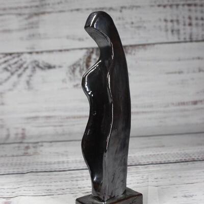 Vintage Black Abstract Statuette Figurine of the Virgin Mary 
