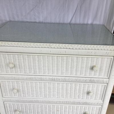 Henry Link white Wicker Chest with glass top