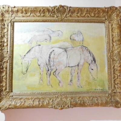 Original Framed Art Horses in Pasture by Leslie Randall 21