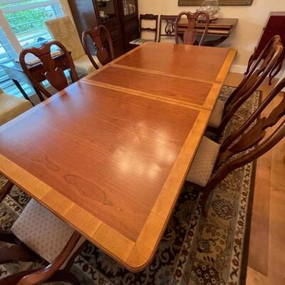 Vintage Edwardian Dining Room Table, 6 chairs, 2 extensions
