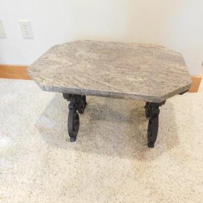 Impressive Marble Top Side Table with Wrought Iron Base 