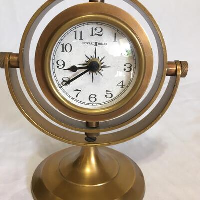 Vintage HOWARD MILLER Conoco Brass Clock  Made in India  Tabletop Mantle