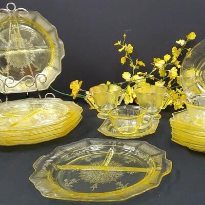 Princess Pattern 1930's Yellow Depression Dishware 