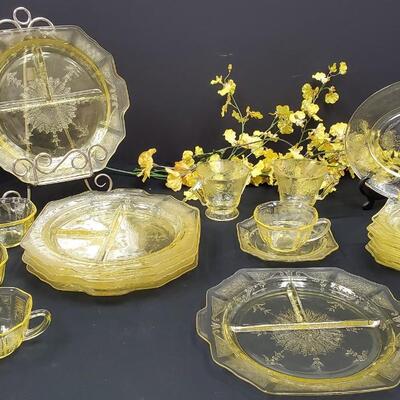 Princess Pattern 1930's Yellow Depression Dishware 