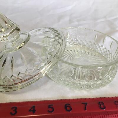 Vintage Indiana Glass Clear Lidded Candy Dish Princess Diamond Pattern