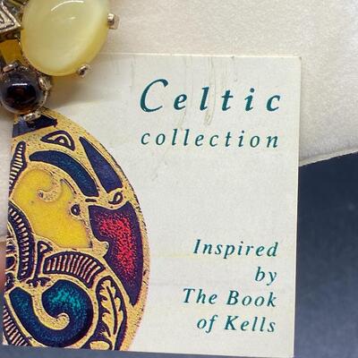 Vintage Stone Celtic Jewelry Brooch Pin on Original Card
