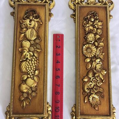 Vintage Syroco Gold Hollywood Regency Fruit Wall Hanging Plaque Decor 20 inches 