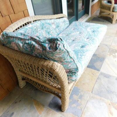 Wicker Rattan Chaise Lounge with Cushions