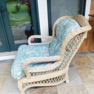 Wicker Rattan Chair with Cushions by Lane