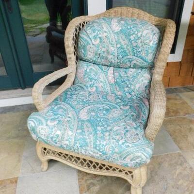 Wicker Rattan Chair with Cushions by Lane