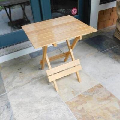 Wood Slat Folding Side Table