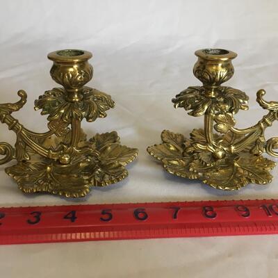 Vintage  Brass Candle Stick Holder with Finger Loop & Drip Tray 