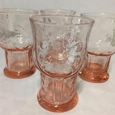 4 Vintage  Libbey Country Daisy  Pink   
