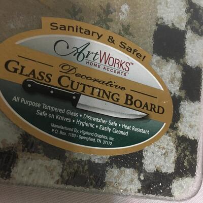 New sealed Glass Cutting Board. Roosters
