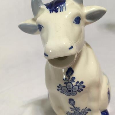 Vintage Porcelain Flow BlueDeft Cow Creamer Windmill!