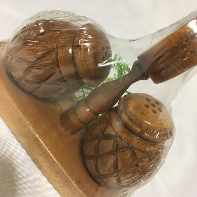 Vintage Wood Pineapple S/P shakers 