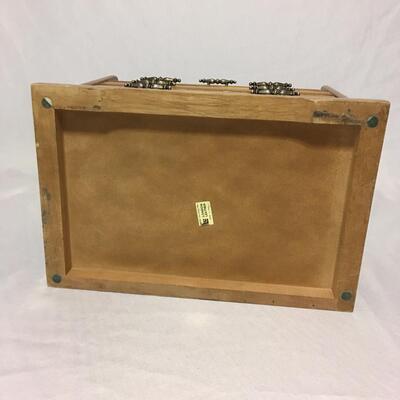 Vintage London Leather Teakwood Jewlery Box  