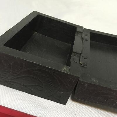 Faux leather and Wood Trinket box 