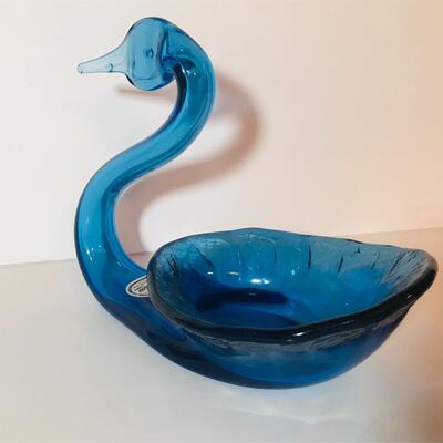 Lot 195: Rainbow Blown Glass Swan and More 