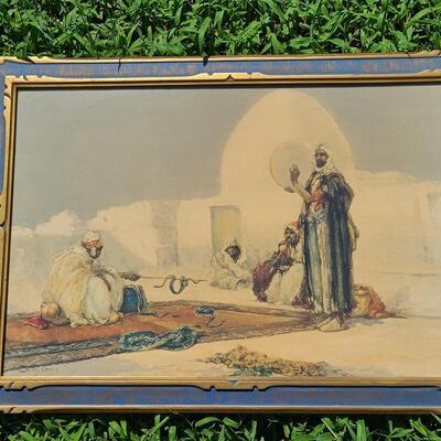 Lot 187: Late 1800's Dudley Hardy Snake Charmer Watercolor 