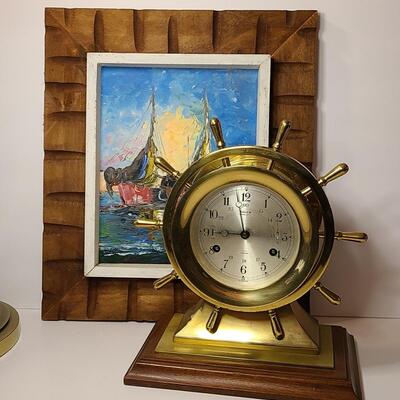 Lot 181: Vintage Salem Navigator Clock and Painting 
