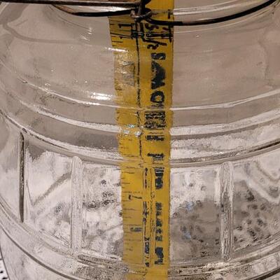 Lot 333: Antique Glass Pickle Barrel Jar with Wood Handle