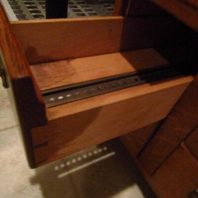 Wooden Library Card Catalog Cabinet on Casters- Approx 33