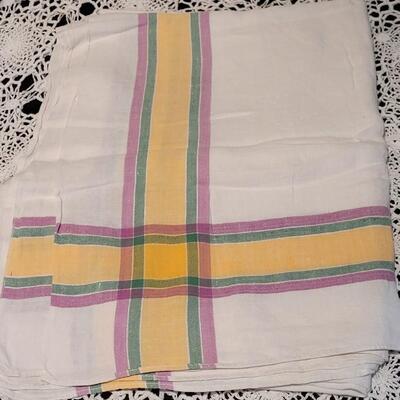 Lot 370: Vintage Striped Tablecloth and Handtowel