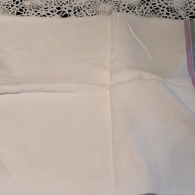 Lot 370: Vintage Striped Tablecloth and Handtowel