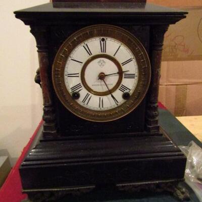 Ansonia Clock Company Mantle Clock with Lion Head Accents (Untested)