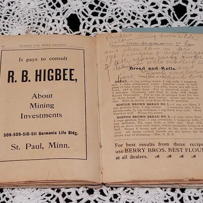 Lot 377: Antique Tried and Tested Recipes Cookbook with Handwritten Recipes