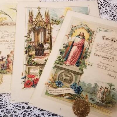 Lot 382: Antique Catholic Certificates