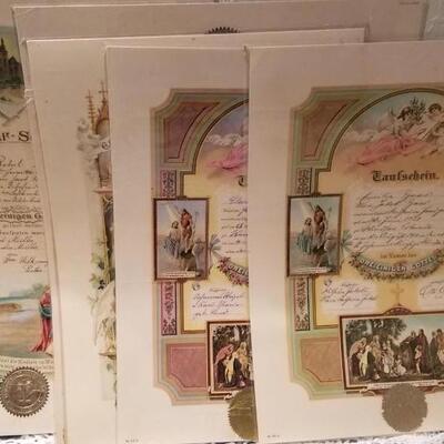 Lot 382: Antique Catholic Certificates