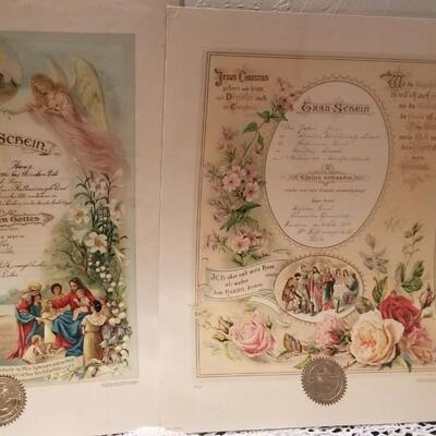 Lot 382: Antique Catholic Certificates