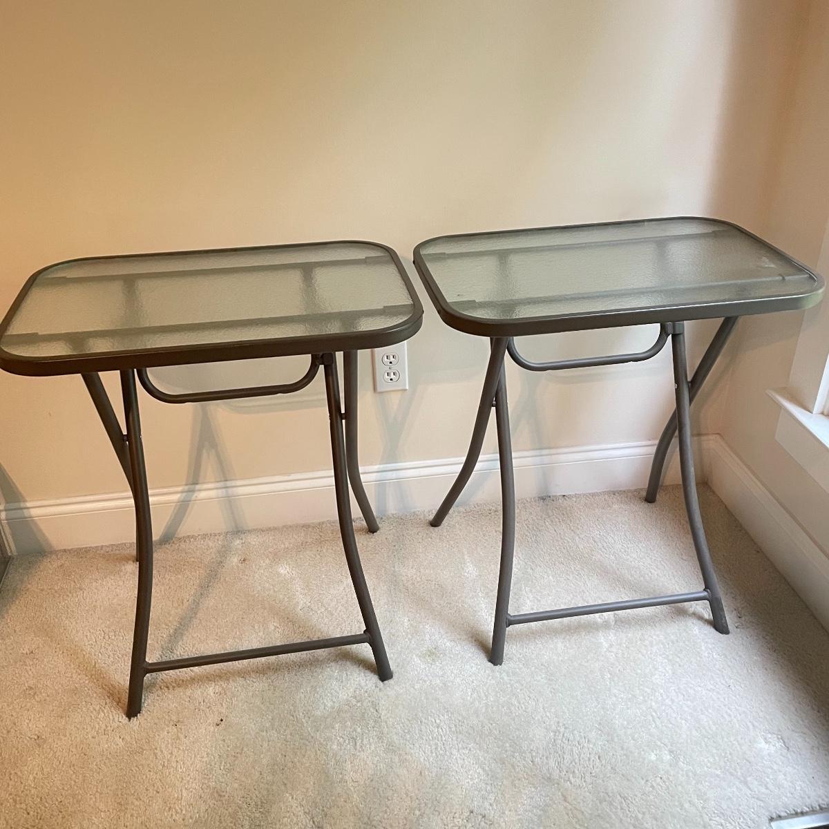Two Glasstop Folding tables (M SS)