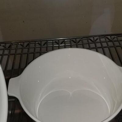 Lot 394: (9) White Corning Ware Bowls and Serving Bowl with Lid