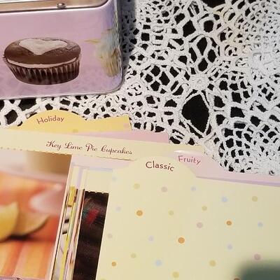 Lot 408: Cupcake Recipe box filled with Cupcake Recipes 