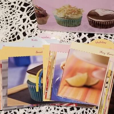 Lot 408: Cupcake Recipe box filled with Cupcake Recipes 