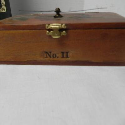 LOT 207  MINERS LAMP & WOODEN CLOCK
